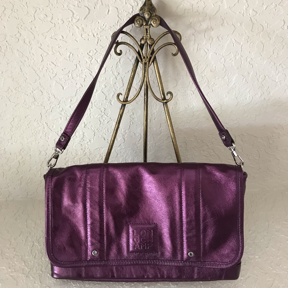 Longchamp Purple Metallic Leather Purse